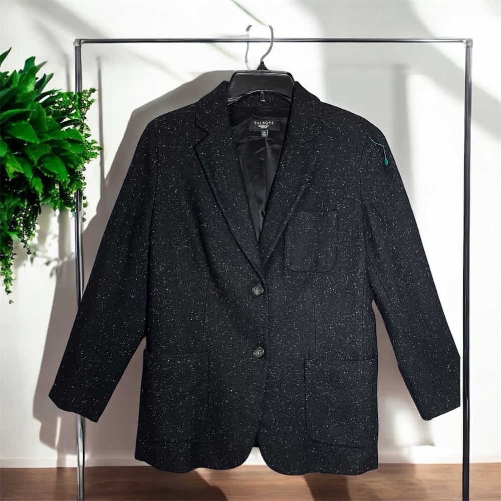 Talbots Established 1947 Petites Black Textured Jacket Womens NWOT